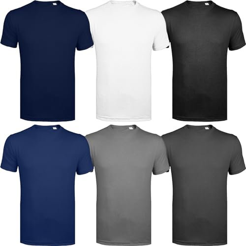 Men's 6 Pack Assorted Crew Neck Short Sleeve T-Shirt Blank Tee in Multi-Top Colors, Perfect for Holiday Shirts, Plain T-Shirt Gift Set, Pack of 6 Assorted, XL