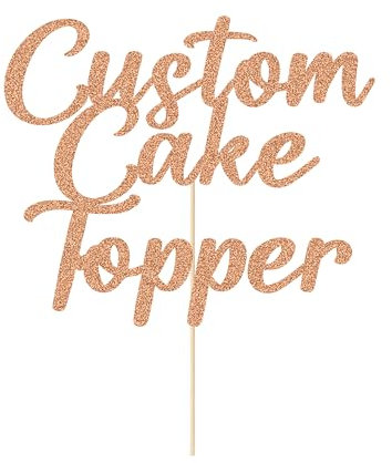 Personalised Custom Cake Toppers - Happy Birthday, Wedding, Graduation & Christmas (Rose Gold, 11 Colors)