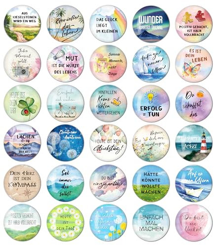 BIROYAL 30 STK. Kühlschrankmagnete für Magnettafel, Whiteboard, Zitate, Sprüche - Magnetset Geeignet für Motivation, Heimdekoration, Büros, Schließfächer, Aquarell