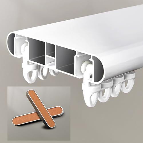 vorhang schiene Doppelte Vorhangschiene Nach Maß 2 4 6 8 10 12 14 15m, Doppeltes Deckenvorhangschienen-Set Für Raumteiler/Schlafzimmer/Büro, Aufrechte Vorhangstange Mit Leisen Rädern(5.5ft/1.7m)