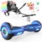 MEGA MOTION Hoverboards 6,5 Zoll mit Hoverkart für Kinder und Jugendliche，Selbstausgleichender, einfach zu steuern, rutschfeste Gestaltung, mit LED-Licht und Bluetooth-Lautsprecher (Blue+Schwarz)
