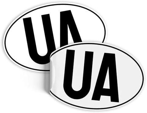 Finest Folia Länderkennzeichen Aufkleber 2er Set nach DIN Norm 17,5x11,5cm Kennzeichen Sticker für Auto LKW Wohnmobil wetterfest selbstklebend R226 (44 Ukraine, Aufkleber)
