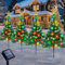 Albero di Natale con Luce Solare per Esterni, 4 Alberi di Natale con Stella Addobbi Natalizi, Luci Albero di Natale con 80LED Fiocco di Neve, Luci di Natale Decorazioni Natalizie per Esterno Giardino