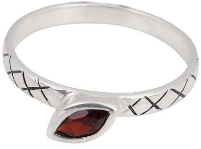 Roter Granat Edelsteinring Handgefertigter 925 Sterling Silber Ring für Frauen Verlobungsring Größe 7,5 USA