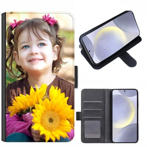 EKAM Personalised Phone Case for Samsung Galaxy A55 5G, Personalised Image/Picture/Photo Custom Design on Leather Wallet Magnetic Side Flip Folio Phone Cover With Card Slots (Galaxy A55 5G)