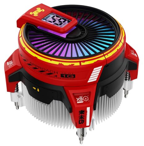 ALSEYE W90C CPU Cooler, Temperature Displayed CPU Cooler for Small Size PC Case with Powerful 90mm ARGB Lighting Fan and 40mm High-Performance Copper Bottom (W90C Intel Version Red)