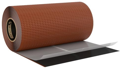 WANDANSCHLUSSBAND | Länge 5m | Breite 300mm | hochwertiges Aluminium und Butyl | Selbstklebend | Dach Kaminanschlussband 4D Struktur (Ziegelrot RAL8004)