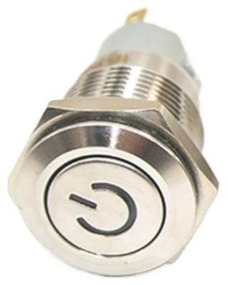 50PC Silver 16mm 6V 12V 110V 220V Metal Push Button Switch LED power mark 1NO1NC red blue yellow green white For Car electronic starter(White,MOMENTARY_220V)