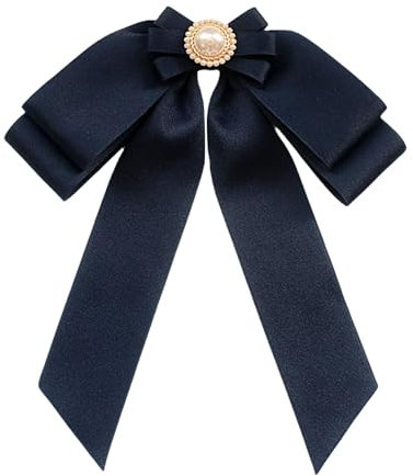 JISADER Broche à Nœud Papillon élégante En Perles pour Femme, Accessoire de Mode Sophistiqué, bleu profond