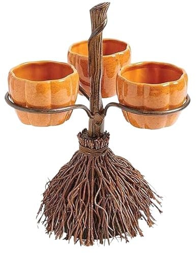 Gupcaqosjw Halloween Pumpkin To Snack Bowl Stand Halloween Snack Bowl Stand Halloween Pumpkin Bowls On Broom Pumpkin Candy Bowl Resin Trays Halloween Snack Rack For Serving Snack Dessert (3/4/6 Bowls)