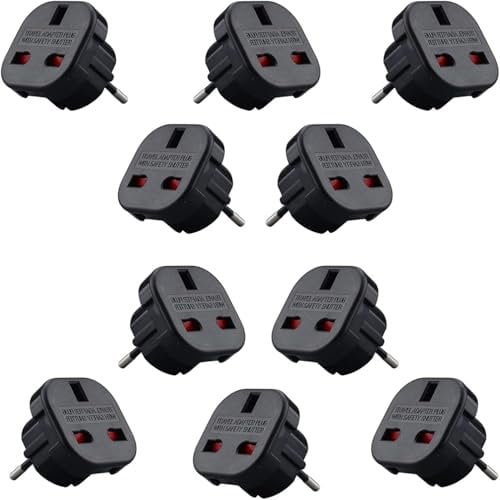 Jembe - Adaptateur Voyage Prise Anglaise vers France Lot de 10 - Type G vers Type C - Société Française