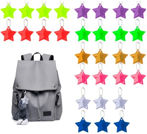 Smomend 30pcs Sicherheits Reflektor Anhänger, Kinder Reflektor Anhänger, Reflektoren Kinder Schulranzen In 8 Farben Für Schultasche, Rucksack Und Radfahren, PVC Material, Hohe Reflexionswirkung