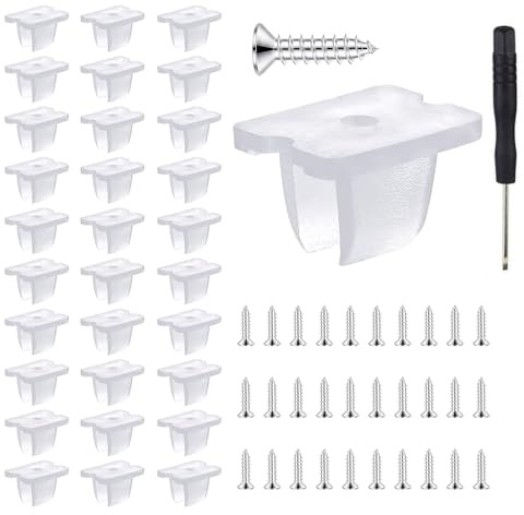 Comforty 30 Stück wasserdichte LED-Lichtleisten-Clip-Ständer-Montageklemme mit Schrauben und Schraubendreher für 5 mm bis 6 mm wasserdichte LED-Lichtleiste aus Silikon, durchscheinend