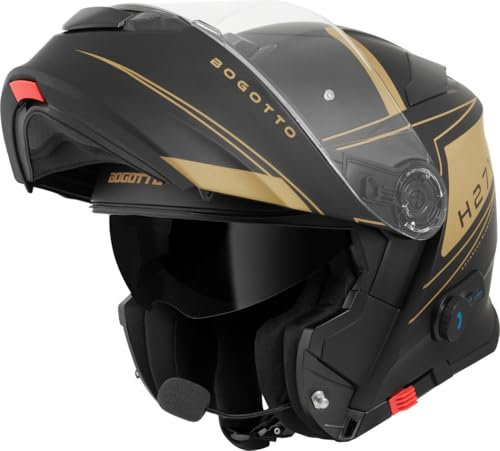 Bogotto H271 Taog Bluetooth Klapphelm, schwarz matt/Gold, XL