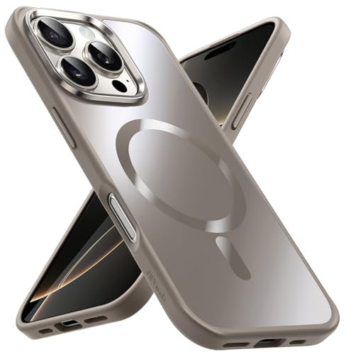 JETech Magnetic Case for iPhone 16 Pro 6.3-Inch Compatible with MagSafe, Luxury Metallic Luster Matte Back Slim Shockproof Electroplated Phone Cover (Natural Titanium)