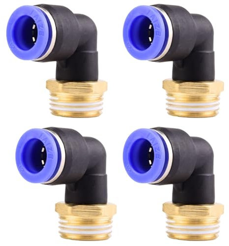4 pièces 12mm 1/2 PT Raccords enfichables pneumatiques coudés à 90° avec filetage extérieur Raccords rapides pneumatiques pour tuyaux enfichables Raccord d'air comprimé Push-In