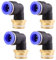 4 pièces 12mm 1/2 PT Raccords enfichables pneumatiques coudés à 90° avec filetage extérieur Raccords rapides pneumatiques pour tuyaux enfichables Raccord d'air comprimé Push-In