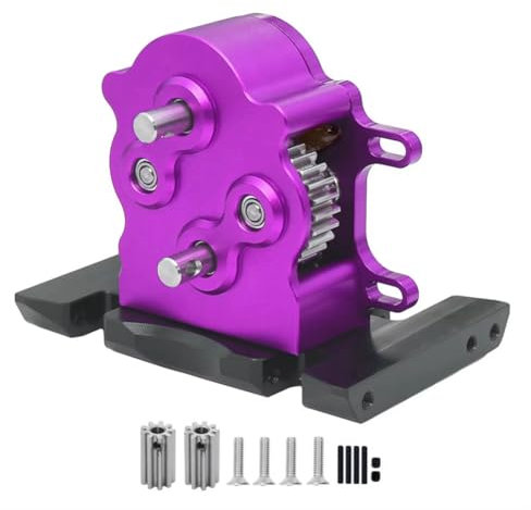 Bnnlqpsttg Cambio a Doppia Trasmissione in Alluminio per Auto su 1/10 RC LCG SCX10 Parti di Aggiornamento Viola