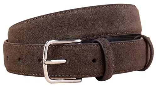 YRSHENG Veloursleder Taillengürtel Damen Mit Silberne Schnalle, Velour-Ledergürtel Für Damen 30Mm, Mode Wildleder-Gürtel Für Jeans Hosen Kleider,Braun,100CM/39.4''