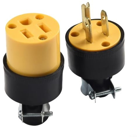 ComfyHarbor Extension Cord Repair Kit 3 Pin Male Female Socket Replacement Set With Rubber Cover Galvanized Steel Clamp 125V 15A For Power Tools Appliances