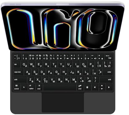 GUPENAA Tastaturhülle für iPad 11. Generation A16 2025 & 10. Generation 10,9 Zoll 2022, Magischer Schwimmender Cantilever-Ständer, 7 Farben Hintergrundbeleuchtung,Schwarz,Russian