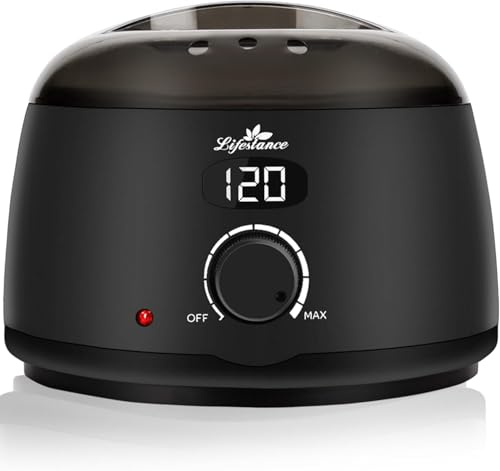 Lifestance Chauffe Cire Professionnel Numérique, Pot à Cire LCD 500 ml / 14 oz, Chauffage Rapide en 10 Minutes pour Perles de Cire, Épilation Corps, Visage, Maillot, Brésilienne, Usage Domestique