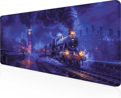 Zug Mauspad XXL 100 x 50cm, Schwarz Groß Gaming Mauspad Design Vernähte Kanten, Wetterfest Anti Rutsch Mousepad PC Laptop verbessert Präzision und Geschwindigkeit, für Home Office PjY9477 6-9