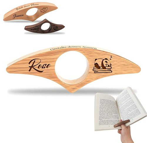 Personalisiertes Lesezeichen aus Holz - Daumen Lesering für einhändiges Lesen, Buchseitenhalter mit Gravur - Ideales Geschenk für Bücherliebhaber, Leser & Studenten (Standardversion)