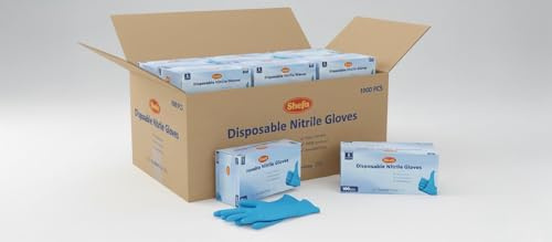 Shefa Nitrile Disposable Gloves Large - Multipurpose, Powder Free Disposable Gloves - Box of 1000 Gloves, Blue, (1000, L)
