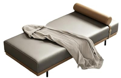 KIBONCY Chaise Lounge Window Seat, Faux Leather Accent Bench – Modern Design with Bolster Pillow, Easy Maintenance, 5 Color Options for Bedroom Living Room(C,150x40x42cm)