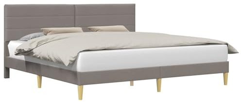 vidaXL Bettrahmen mit Kopfteil Taupe 200 x 200 cm Stoff, Eleganter rechteckiger Bettgestell, modernes Schlafmöbel, stilvolles Schlafzimmer, langlebiges Design