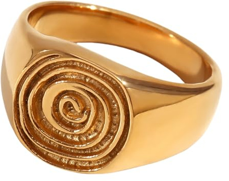 Xjdzineq Fingerprint Rings Unique Hand Accessory Stainless Steel Texture Suitable for Parties and Daily Outfits Stainless Steel