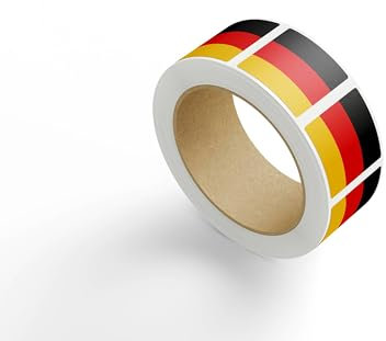 500 Aufkleber Deutschland Flagge 3,8 cm rund oder quadratisch - Fahne Sticker - Etiketten auf Rolle (Quadratisch)