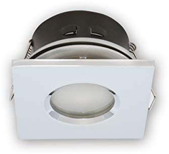 Foco empotrable Aqua para techo, aluminio, cuadrado, cromo, IP65, para lámpara LED, lámpara de techo + 230 V GU10