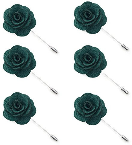 TopTie 6 Stück Ansteckblumen Herren Handgemachte Blume Grün Boutonniere für Braut Brautjungfer Gäste