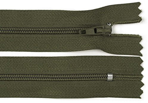 Schnoschi 2 Stück 18 cm Langer Spiralreißverschluss, Nicht teilbar, olivgrün, 3mm Laufschiene Reißverschluss