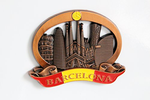 3D City Metal Fridge Magnets Country Holiday Souvenir London Paris NewYork Berlin Dubai Amsterdam Rome Prague Milan Barcelona Venice (Barcelona)