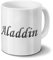 printplanet Tasse mit Namen Aladdin - Motiv Chrom-Schriftzug - Namenstasse, Kaffeebecher, Mug, Becher, Kaffeetasse - Farbe Weiß