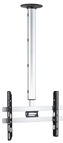 VCM TV Deckenhalterung 62x10x147 cm höhenverstellbar 42-65 Zoll | Platzsparende Deckenmontage für Flachbildfernseher - in Wohnzimmer oder Büro - für Technikliebhaber - Aluminium