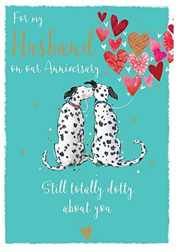 Husband Anniversary Card - (LD-JA326) - Totally Dotty About You - From The 'The Wildlife' Range - With A Gold Foiled Finish