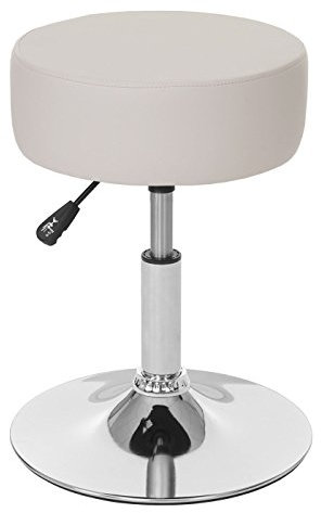 Mendler Hocker HWC-C22, Sitzhocker Schminkhocker, höhenverstellbar Ø 35cm - Kunstleder, Creme