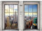 Runa Art Fototapete Fenster New York Modern Vlies Wohnzimmer Schlafzimmer - Made in Germany - 308 x 220 cm Beige Blau 9345010b
