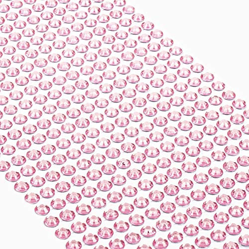 Movoja Rosane Strasssteine - runde Glitzersteine 640 Stück 5 mm selbstklebend zum Verzieren und Basteln | Schmucksteine zum aufkleben | Steinchen Dekosteine Bastelsteine Rosa