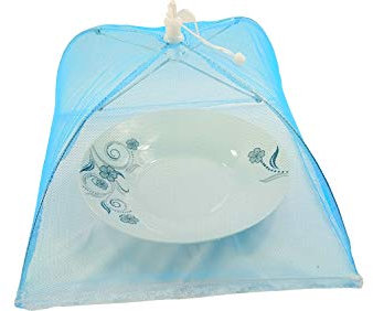 Popup Mesh Screen Food Cover - Garden Dome Collapsible Umbrella Stands Large Tent Keep Out Flies Bugs Mosquito, Great for cat Food Bowl and Outside When Having a BBQ 13 (Blue)
