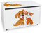 leomark wooden toy chest on wheels - 91L storage box with seat function, easy to move, child-safe hinged lid, 71x40x46 cm, ideal for kids' toys and playroom, UV print Cat & Dog
