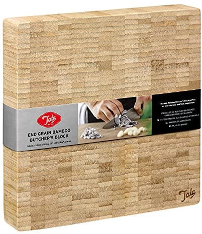 Tala Performance End Grain Bamboo Butchers Block, Measuring 30cm x 30cm x 5cm, High Quailty Sustainable Chopping Board