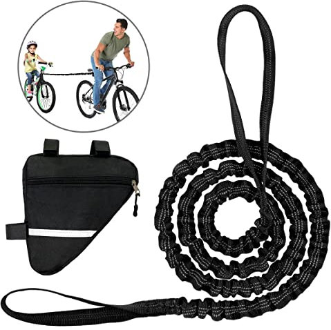 Abschleppseil Fahrrad Kinder Tow Rope mit Fahrrad Rahmentasche Elastisch Fahrrad Abschleppgurt Fahrrad Bungee Abschleppseil, Eltern Kind Zugseil Abschleppseil Schwarz Bike Traktionsseil