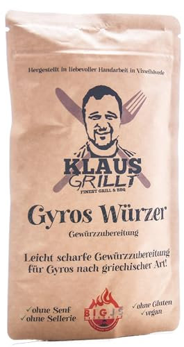 Klaus grillt Grillt - Gyros Würzer 250 g Standbeutel - Griechische Gerichte jeder Art - Auch für Souvlaki, Bifteki und Köfte