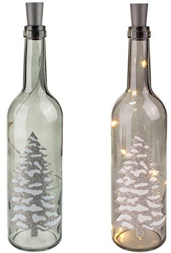 alles-meine.de GmbH Lichterflasche/LED - Licht Dekoflasche - Weihnachten & Winter - Lichtflasche - Tannenbaum/Flasche mit Licht - 30 cm - Batterie betrieben - warmweiß - Flas..
