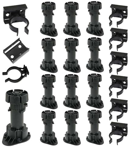 OMIdeas 12 patas + 6 clips de plástico de altura ajustable para armario de cocina con zócalo con soporte de fijación